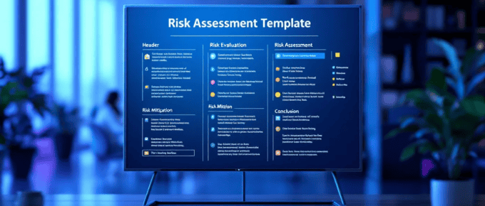 An overview of risk assessment templates, featuring a blurred template document in the background.