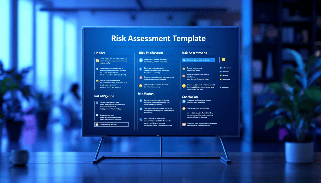 An overview of risk assessment templates, featuring a blurred template document in the background.